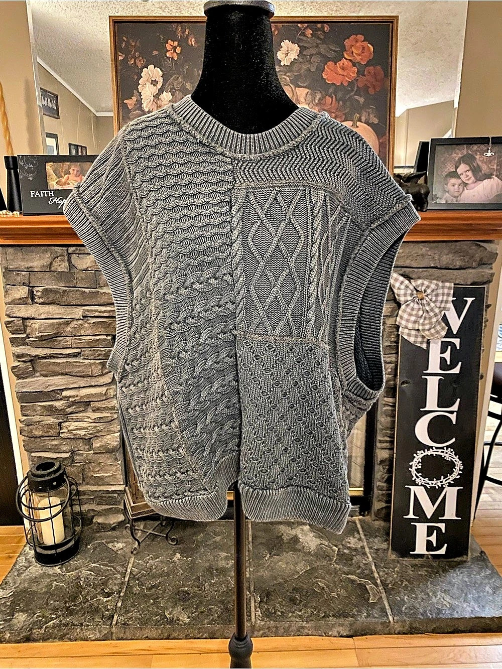 Free People Oversized Sleeveless Sweater in Grey
